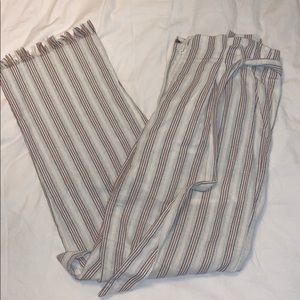 Belted Mid-rise linen pants